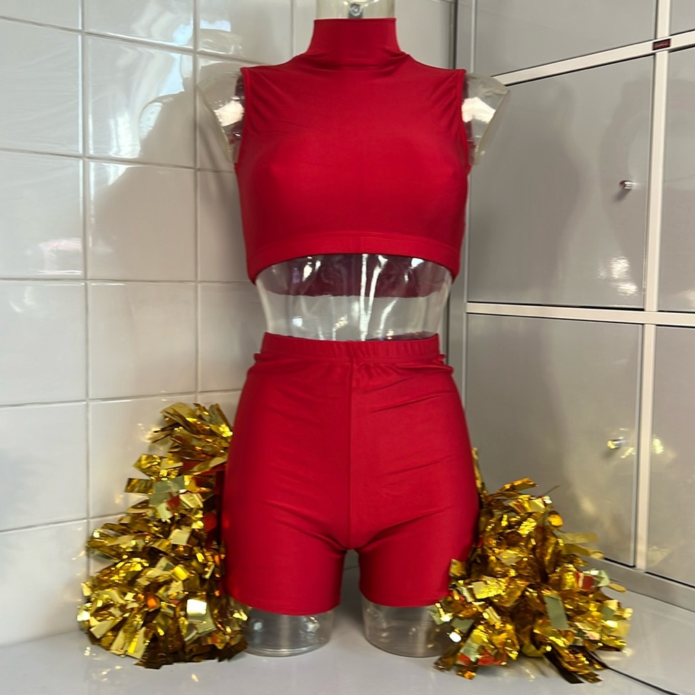 Retro Varsity Spandex Cheer/Dance 2pc Set Top & Shorts A/M NWOT